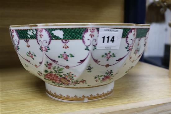 A Samson famille rose punch bowl, height 14cm
